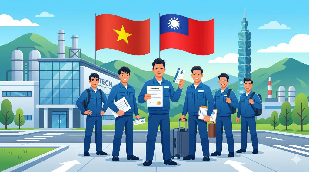 Tuyển 08 nam công nhân nhà máy đi làm việc có thời hạn tại Đài Loan (tháng 2/2026)