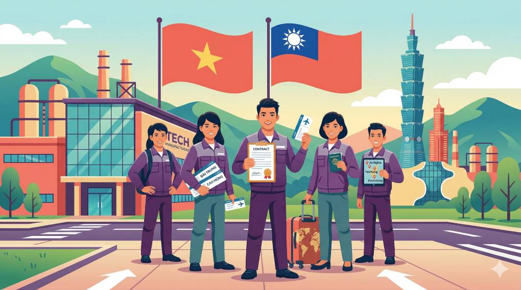 Tuyển lao động đi làm việc có thời hạn tại Đài Loan (tháng 3/2026)